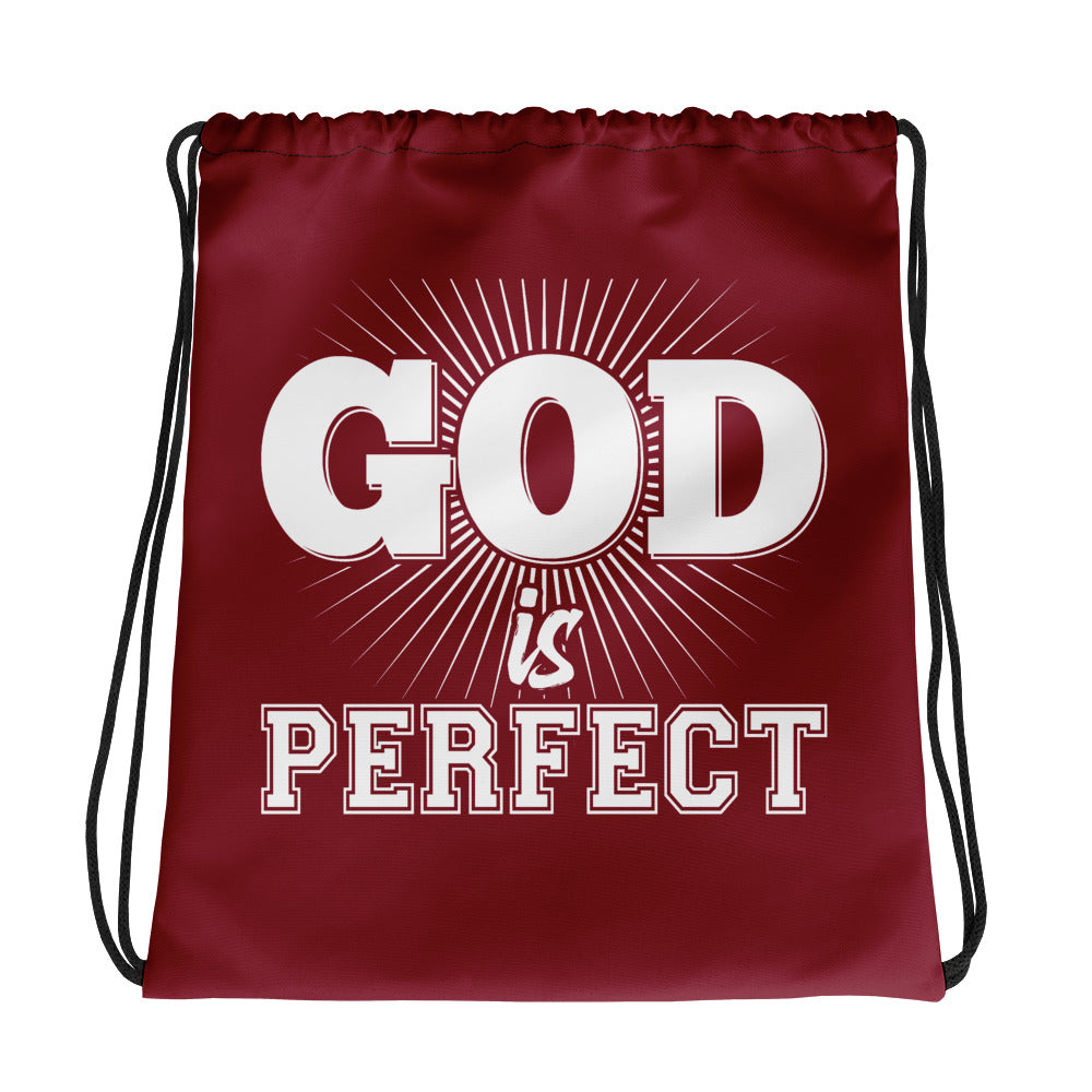 God is Perfect Drawstring bag