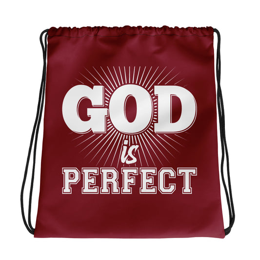 God is Perfect Drawstring bag