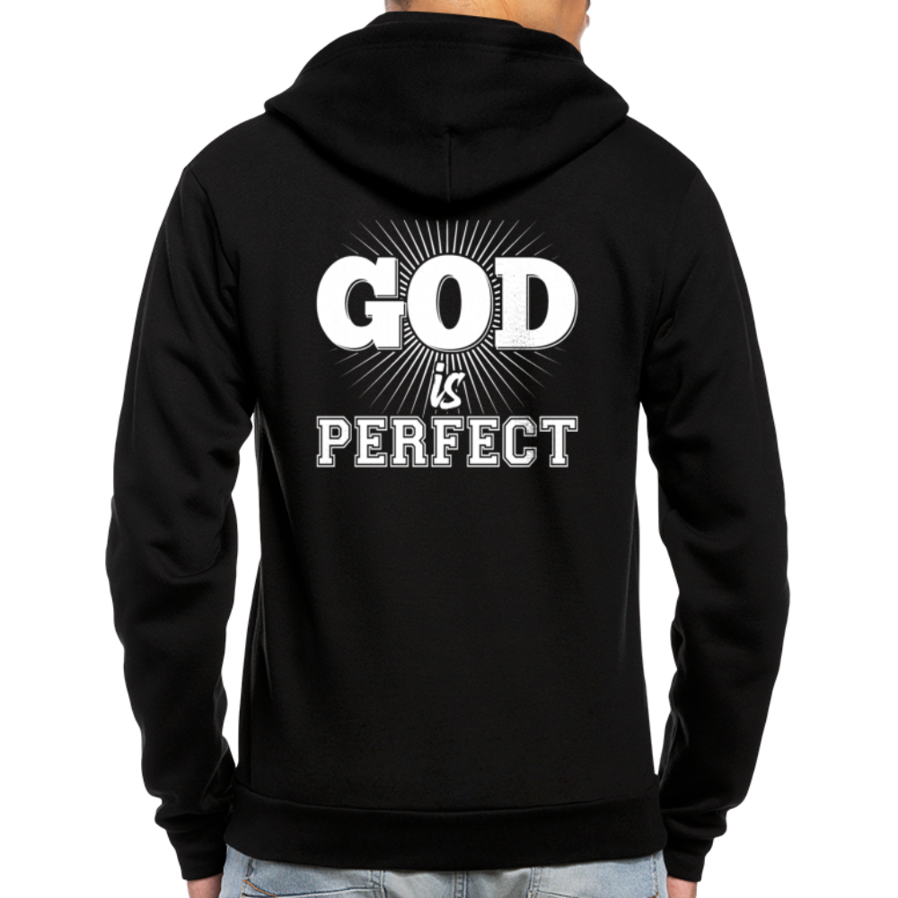 God is Perfect Unisex Fleece Zip Hoodie - black