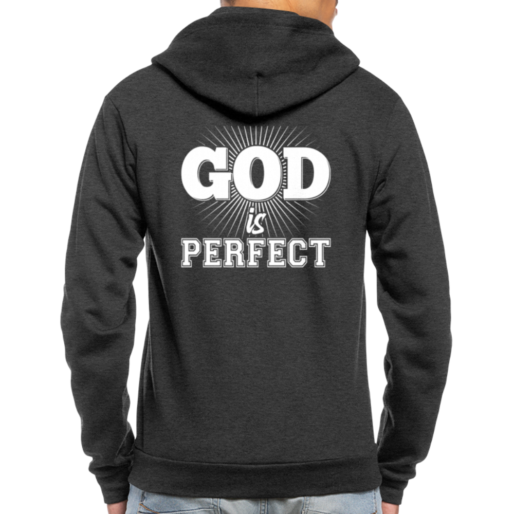 God is Perfect Unisex Fleece Zip Hoodie - charcoal gray