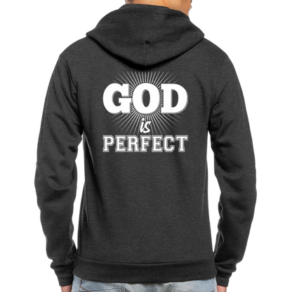 God is Perfect Unisex Fleece Zip Hoodie - charcoal gray