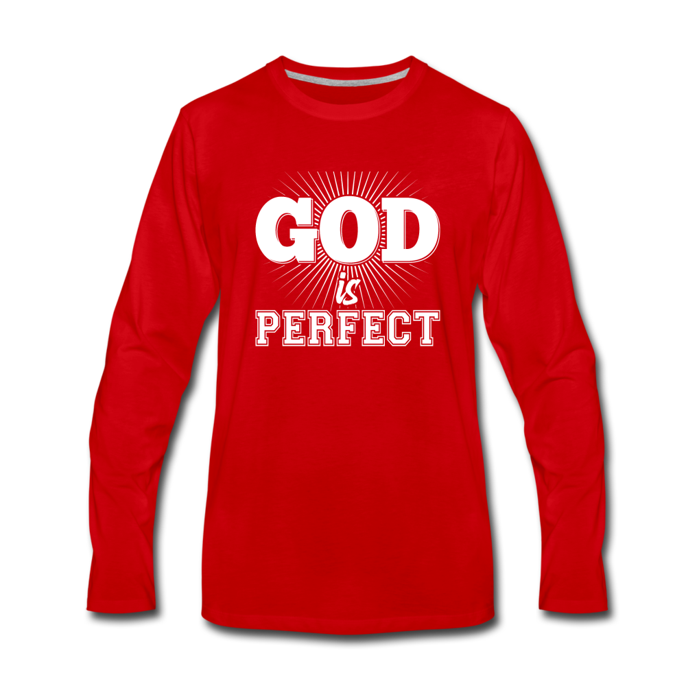 God is Perfect Men's Premium Long Sleeve T-Shirt - red