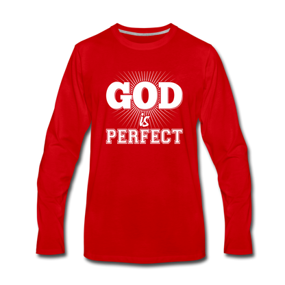 God is Perfect Men's Premium Long Sleeve T-Shirt - red