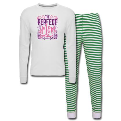 Perfect Mom Pajama Set - white/green stripe