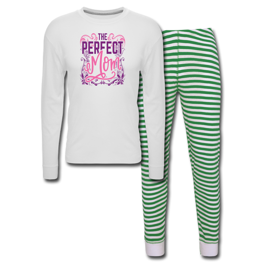 Perfect Mom Pajama Set - white/green stripe